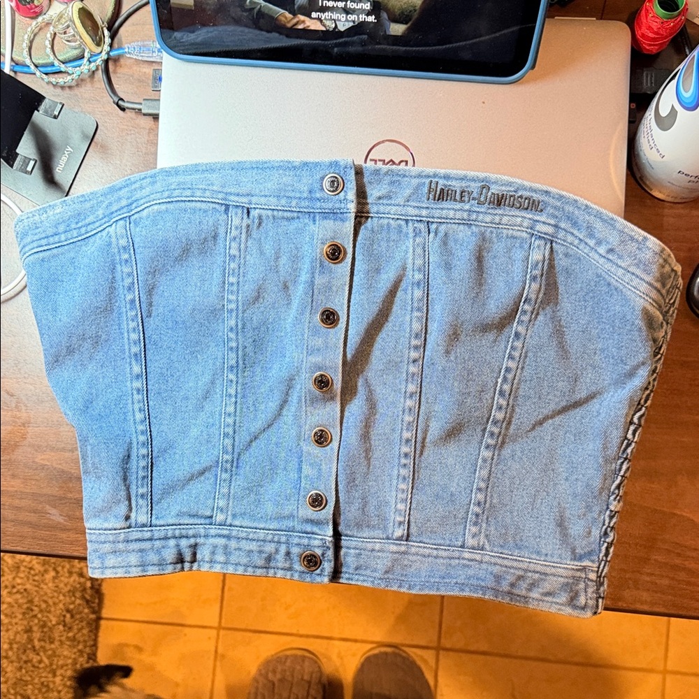 Harley-Davidson Women's Light Blue Denim Corset